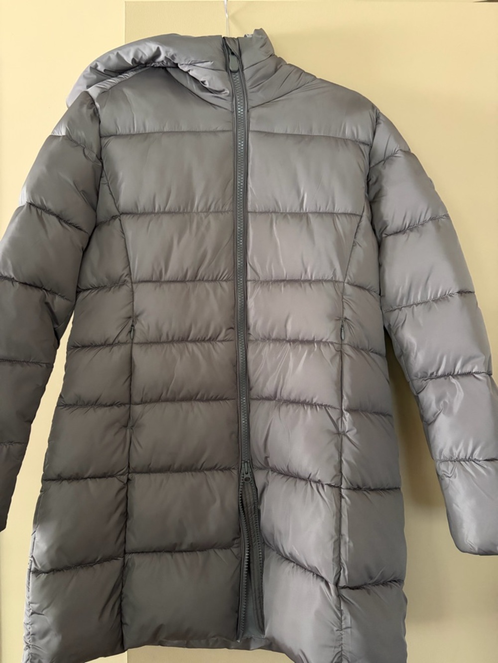 SAVE THE DUCK Gray Long Puffer Coat